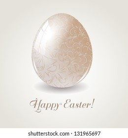 Vector easter egg with floral decoration. Easter greetings card.