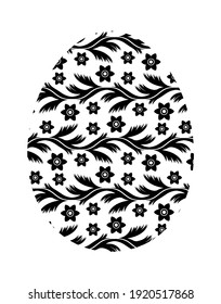 vector easter egg with floral pattern isolated on white background