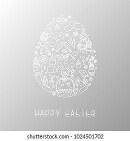 Vector easter egg with hand drawn elements. Ornamental design.