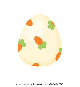 Vector Easter egg in hand drawn style. In beige color. With carrot print. Simple Easter Design.  