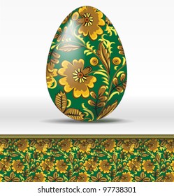 Vector easter egg in hohloma style