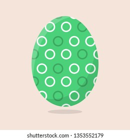 Vector Easter Egg isolated on beige background. Colorful Egg with Dots Pattern. Flat Style. For Greeting Cards, Invitations. Vector illustration for Your Design, Web.