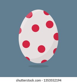 Vector Easter Egg isolated on grey background. Colorful Egg with Dots Pattern. Flat Style. For Greeting Cards, Invitations. Vector illustration for Your Design, Web.