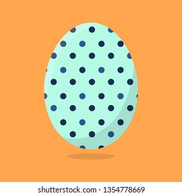 Vector Easter Egg isolated on orange background. Colorful Egg with Dots Pattern. Flat Style. For Greeting Cards, Invitations. Vector illustration for Your Design, Web.