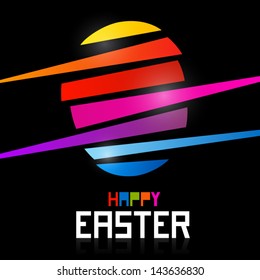 Vector Easter egg on black background, shiny colors, Happy Easter celebration