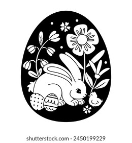 Vector Easter Egg Rabbit And Chick Cartoon Cute Illustration Isolated