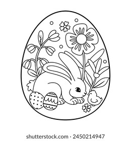 Vector Easter Egg Rabbit And Chick Cartoon Cute Illustration Isolated
