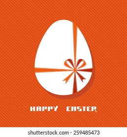 Vector Easter egg with red ribbon and bow. Cute design element. Decorative illustration for print, web