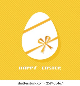 Vector Easter egg with ribbon and bow. Cute design element. Decorative golden illustration for print, web