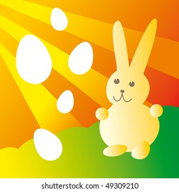 Vector Easter eggs and baby rabbit