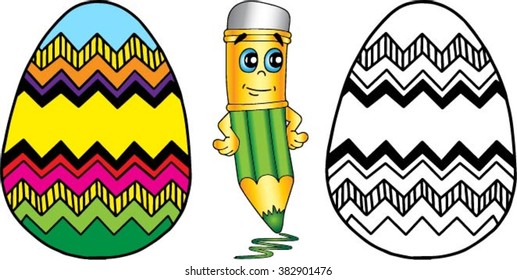 Vector Easter eggs. Coloring book for children 