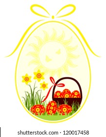 vector easter eggs and daffodils in egg isolated on white background