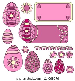 Vector Easter eggs, flowers, trim, labels collection