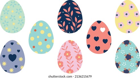 Vector Easter eggs. Graphic pattern  for chocolate eggs. Happy easter with simple decorations and pastel colors.