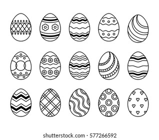 Easter Eggs Set Vector Lineart Set Stock Vector (Royalty Free) 1916475689