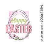 Vector Easter eggs Vector illustration Easter eggs, decorations flowers and leaves with watercolor frame
