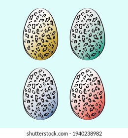 Vector Of The Easter Eggs with Leopard Pattern