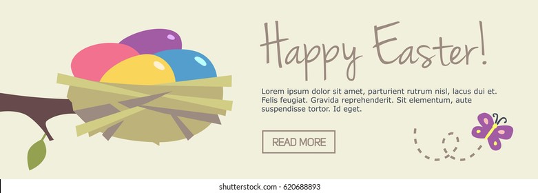 vector easter eggs nest banner