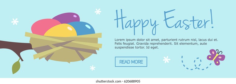 vector easter eggs nest banner