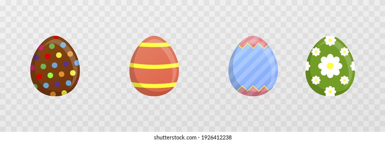 Vector Easter eggs. Painted eggs png. Happy easter, multicolored eggs png.