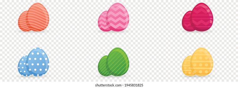 Vector Easter eggs. Painted eggs png. Happy easter, multicolored eggs png.	