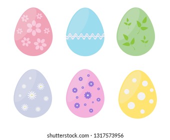 Vector easter eggs in pastel tones color on white background