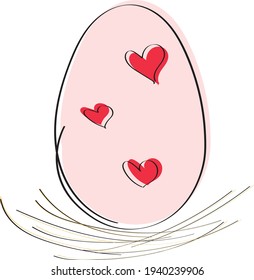 Vector Of The Easter Eggs with Red Hearts