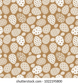 Vector easter eggs seamless pattern gold style for gift wrap, decoration, printing on fabric, scrapbooking, promotion, banner, greeting card, sale, party poster, stamp, label, special offer