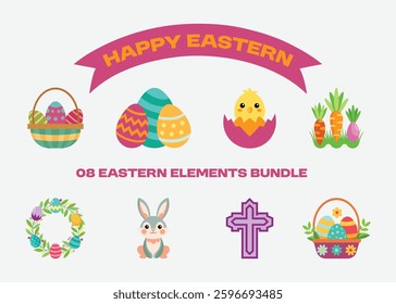 Vector easter elements bundle on white background