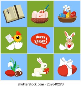 Vector Easter Flat Icons 