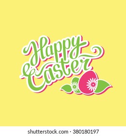 Vector Easter Font composition. Inscription Happy Easter with Easter eggs