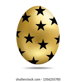 Vector Easter Golden Egg isolated on white background. Colorful Egg with Stars Pattern. Realistic Style. For Greeting Cards, Invitations. Vector illustration for Your Design, Web.