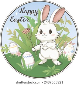 Vector Easter greeting card with Easter bunny