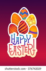 Vector Easter Greeting Card. Egg banner Inscription. Festive background. Decorative illustration for print, web.