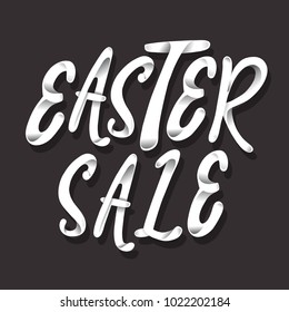 vector Easter hand drawn lettering with realistic paper effect