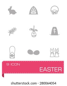 Vector Easter icon set on grey background