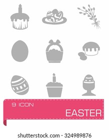 Vector Easter icon set on grey background
