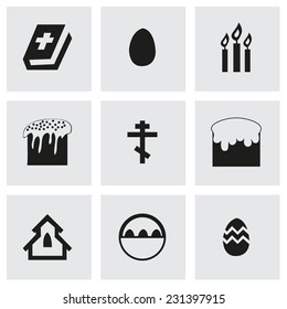 Vector easter icons set on grey background