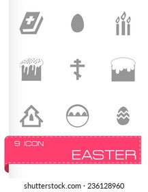 Vector easter icons set on grey background