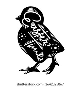 Vector easter illustration. Chicken silhouette