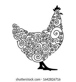 Vector easter illustration. Chicken silhouette