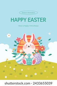 Vector easter illustration on spring background