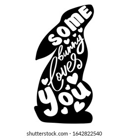 Vector easter illustration. Rabbit  silhouette