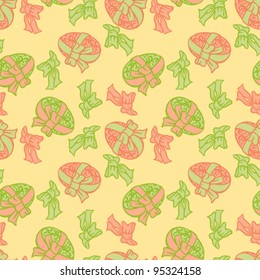 Vector Easter illustration. Seamless pattern of Easter eggs.
