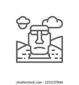 Vector Easter Island, Chile, landmark line icon. Symbol and sign illustration design. Isolated on white background