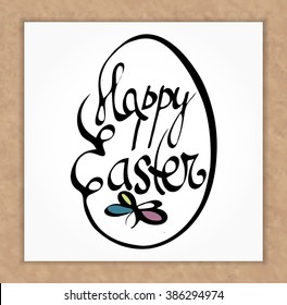 Vector easter lettering illustration. Calligraphic and typographic idea. Black Handwritten element. Modern festive concept. Template for greeting, invitation, poster, banner, decor, web-design
