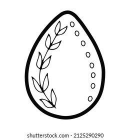 Vector easter line egg isolated illustration. Traditional spring holiday clipart for greeting cards, decoration for egg hunt, posters, banners and coloring books