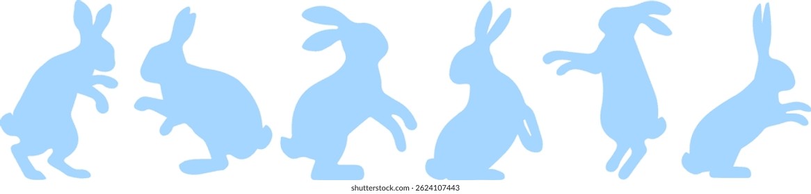 Vector Easter painted rabbit. Spring icons. Easter bunny rabbits in different poses.