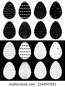 Vector Easter pattern with Easter egg drawings. Easter egg. Ornament easter eggs set. vector illustration.