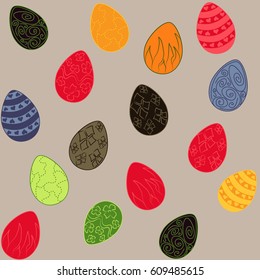 Vector Easter pattern. Eggs ornament. Repeated background for website, wallpaper, textile printing, texture. Editable vector background